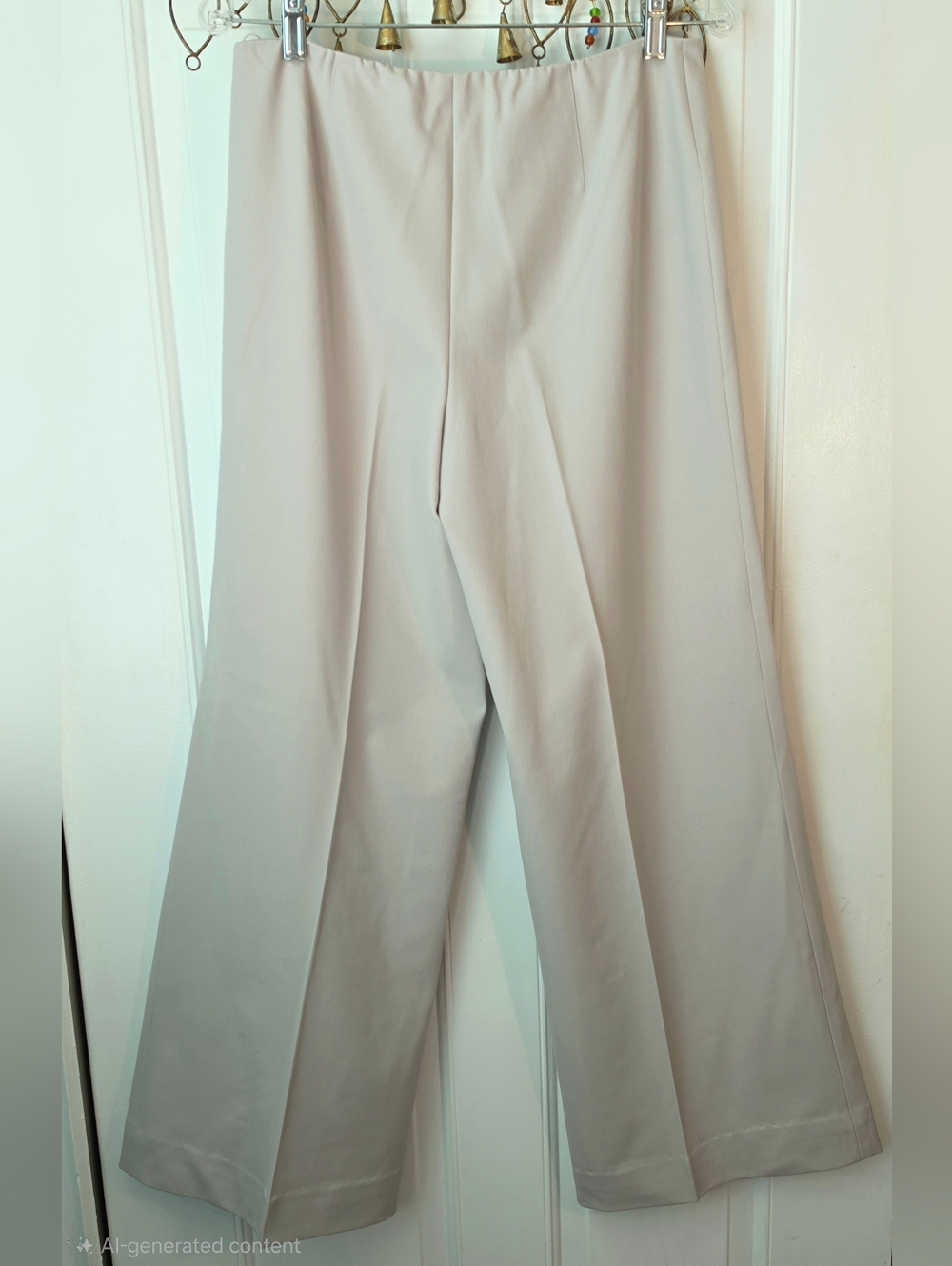 Ralph Lauren Black Label Wide-Leg Trousers Womens 10 Light Gray Stretchy Wool - Picture 3 of 12